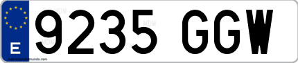 Ejemplo de matrícula de coche ordinaria 9235 GGW