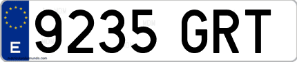 Ejemplo de matrícula de coche ordinaria 9235 GRT