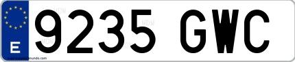 Ejemplo de matrícula española 9235 GWC