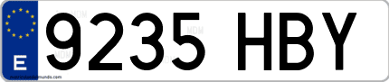 Ejemplo de matrícula de coche ordinaria 9235 HBY