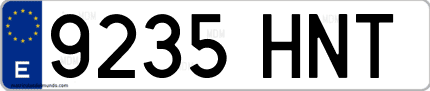 Ejemplo de matrícula de coche ordinaria 9235 HNT