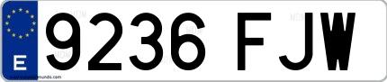 Ejemplo de matrícula española 9236 FJW