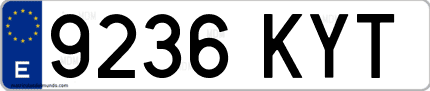 Ejemplo de matrícula de coche ordinaria 9236 KYT