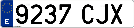 Ejemplo de matrícula de coche ordinaria 9237 CJX