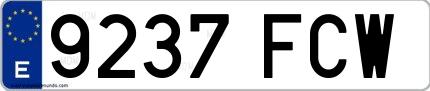 Ejemplo de matrícula española 9237 FCW