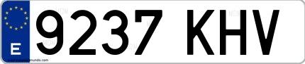 Ejemplo de matrícula española 9237 KHV