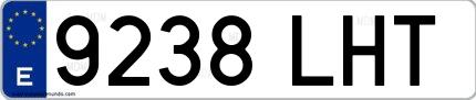 Ejemplo de matrícula española 9238 LHT