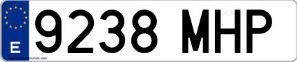 Ejemplo de matrícula de coche ordinaria 9238 MHP