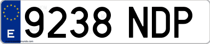 Ejemplo de matrícula de coche ordinaria 9238 NDP
