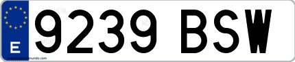 Ejemplo de matrícula de coche ordinaria 9239 BSW