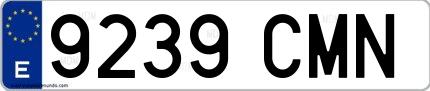Ejemplo de matrícula española 9239 CMN