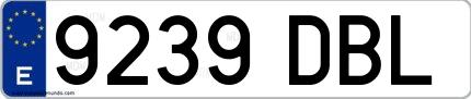 Ejemplo de matrícula española 9239 DBL