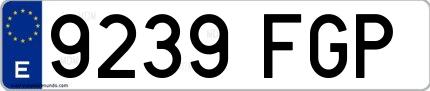 Ejemplo de matrícula española 9239 FGP