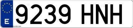 Ejemplo de matrícula española 9239 HNH