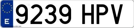 Ejemplo de matrícula española 9239 HPV