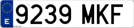 Ejemplo de matrícula española 9239 MKF