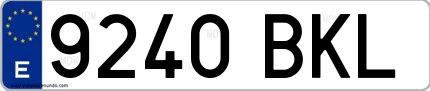Ejemplo de matrícula de coche ordinaria 9240 BKL