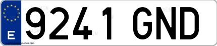 Ejemplo de matrícula española 9241 GND