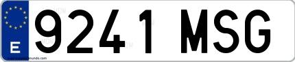 Ejemplo de matrícula española 9241 MSG