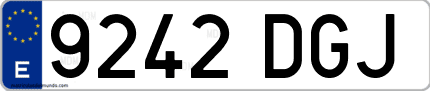 Ejemplo de matrícula de coche ordinaria 9242 DGJ