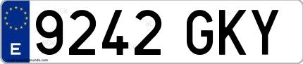 Ejemplo de matrícula española 9242 GKY
