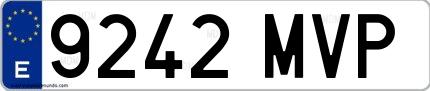 Ejemplo de matrícula española 9242 MVP