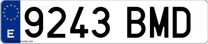 Ejemplo de matrícula española 9243 BMD