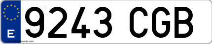 Ejemplo de matrícula de coche ordinaria 9243 CGB