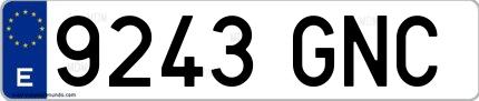 Ejemplo de matrícula española 9243 GNC