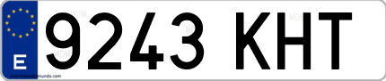 Ejemplo de matrícula de coche ordinaria 9243 KHT