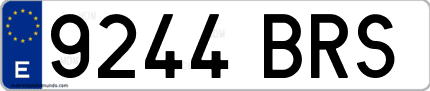 Ejemplo de matrícula de coche ordinaria 9244 BRS