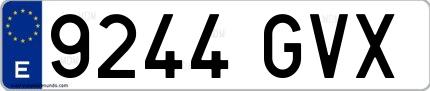 Ejemplo de matrícula española 9244 GVX