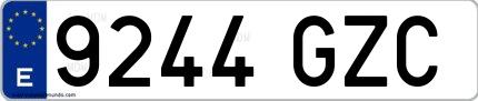 Ejemplo de matrícula española 9244 GZC