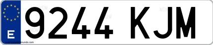 Ejemplo de matrícula española 9244 KJM