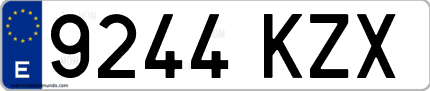 Ejemplo de matrícula de coche ordinaria 9244 KZX