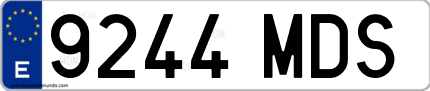 Ejemplo de matrícula de coche ordinaria 9244 MDS