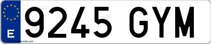 Ejemplo de matrícula española 9245 GYM