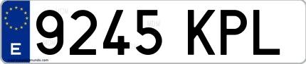 Ejemplo de matrícula española 9245 KPL
