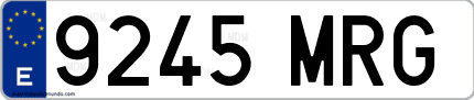 Ejemplo de matrícula de coche ordinaria 9245 MRG