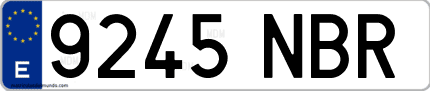 Ejemplo de matrícula de coche ordinaria 9245 NBR