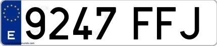 Ejemplo de matrícula española 9247 FFJ