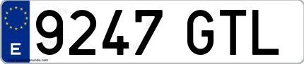 Ejemplo de matrícula española 9247 GTL