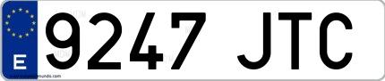Ejemplo de matrícula española 9247 JTC