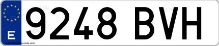 Ejemplo de matrícula española 9248 BVH
