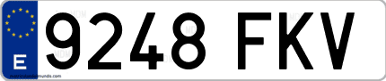 Ejemplo de matrícula de coche ordinaria 9248 FKV