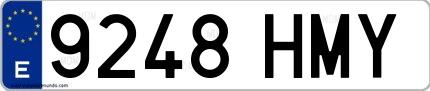 Ejemplo de matrícula española 9248 HMY