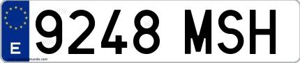 Ejemplo de matrícula española 9248 MSH