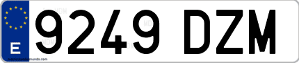 Ejemplo de matrícula de coche ordinaria 9249 DZM
