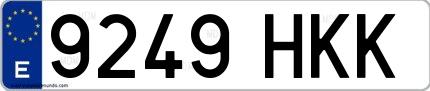 Ejemplo de matrícula española 9249 HKK