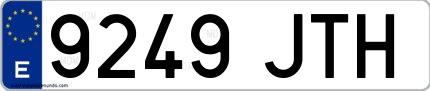 Ejemplo de matrícula española 9249 JTH